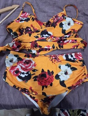Yellow Floral Wrap Bikini